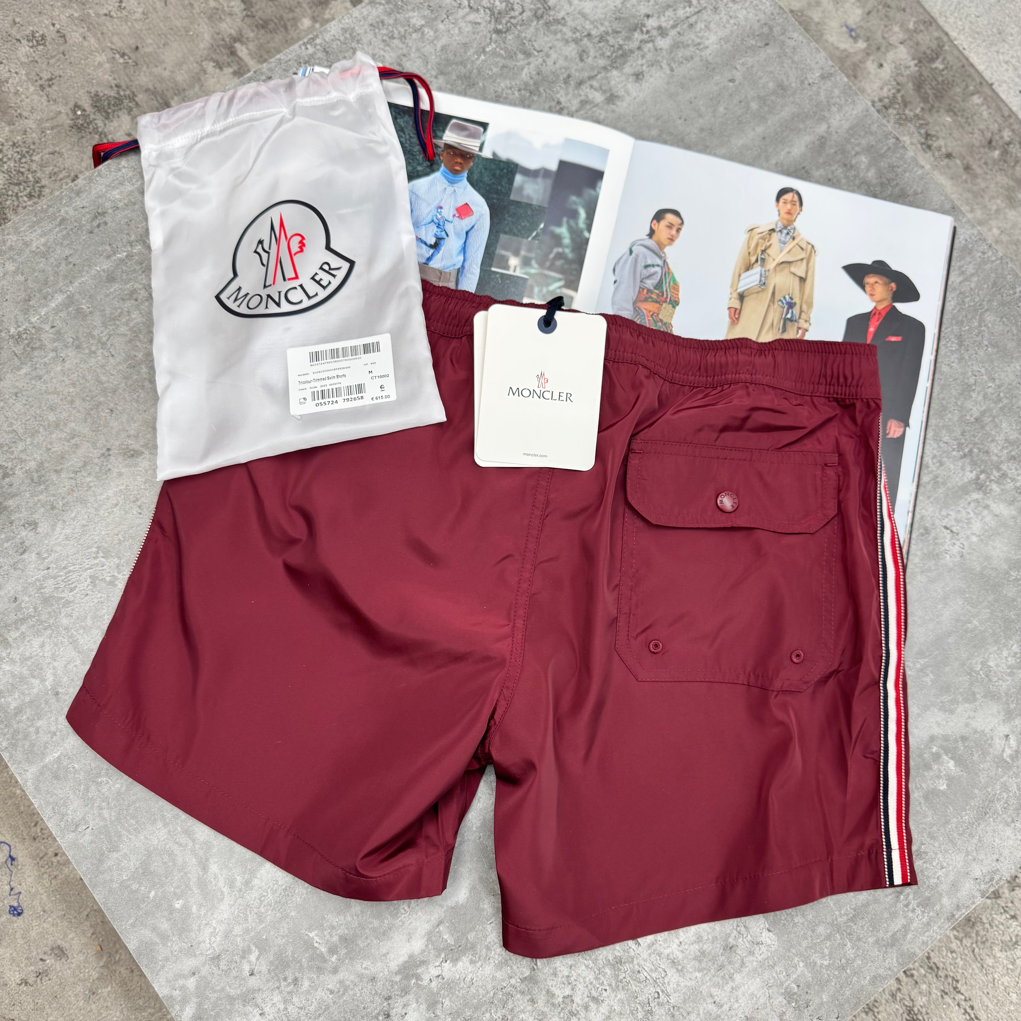 MNCLR - STRIPE BAGGED SWIMS - WINE