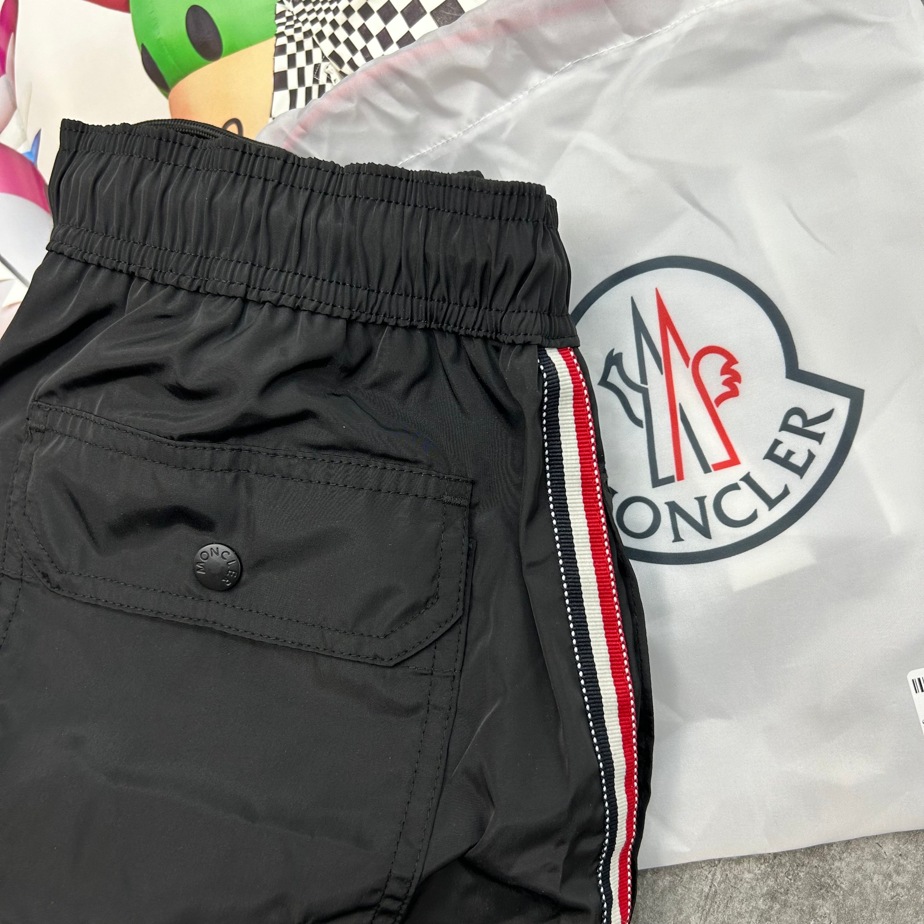 MNCLR - STRIPE BAGGED SWIMS - BLACK