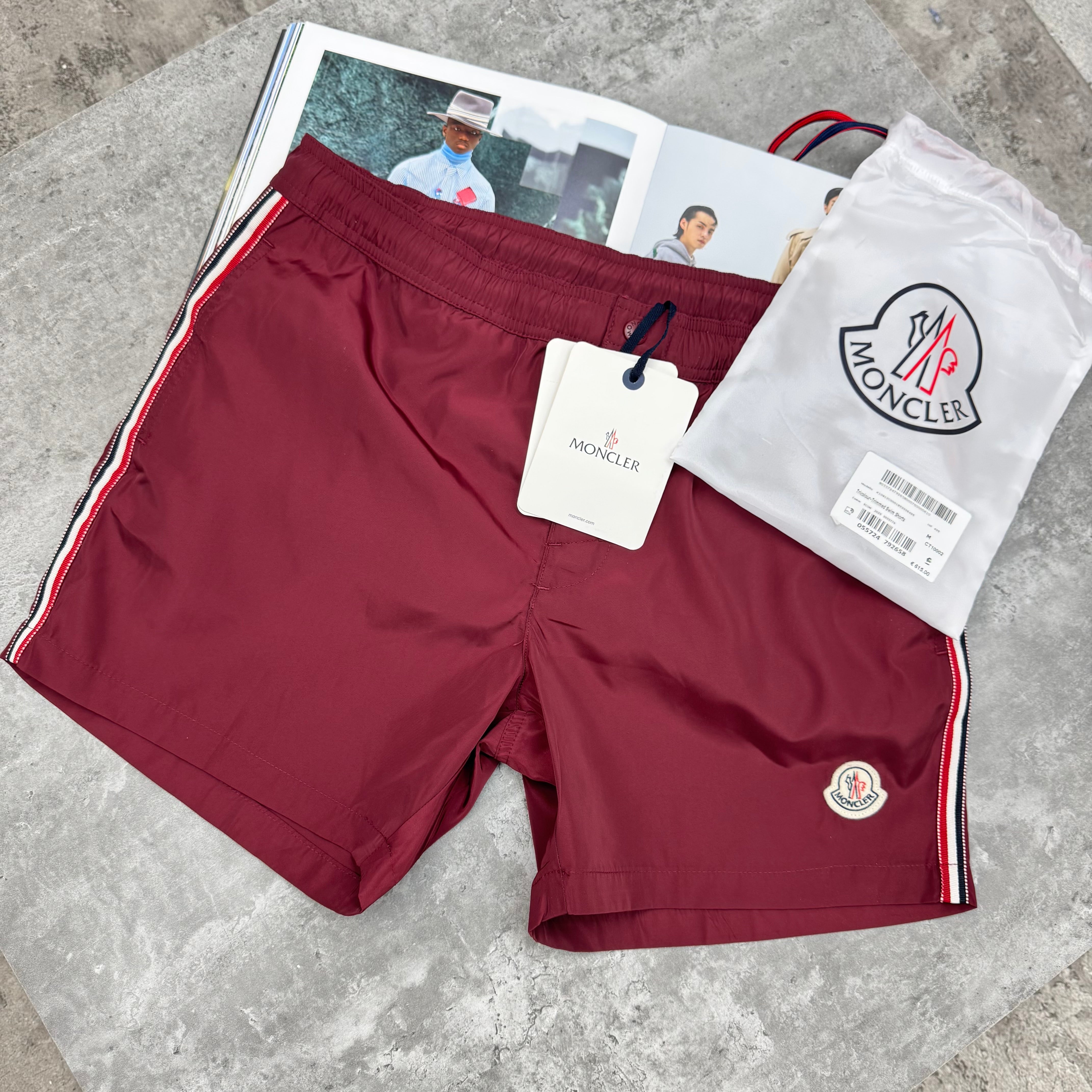 MNCLR - STRIPE BAGGED SWIMS - WINE