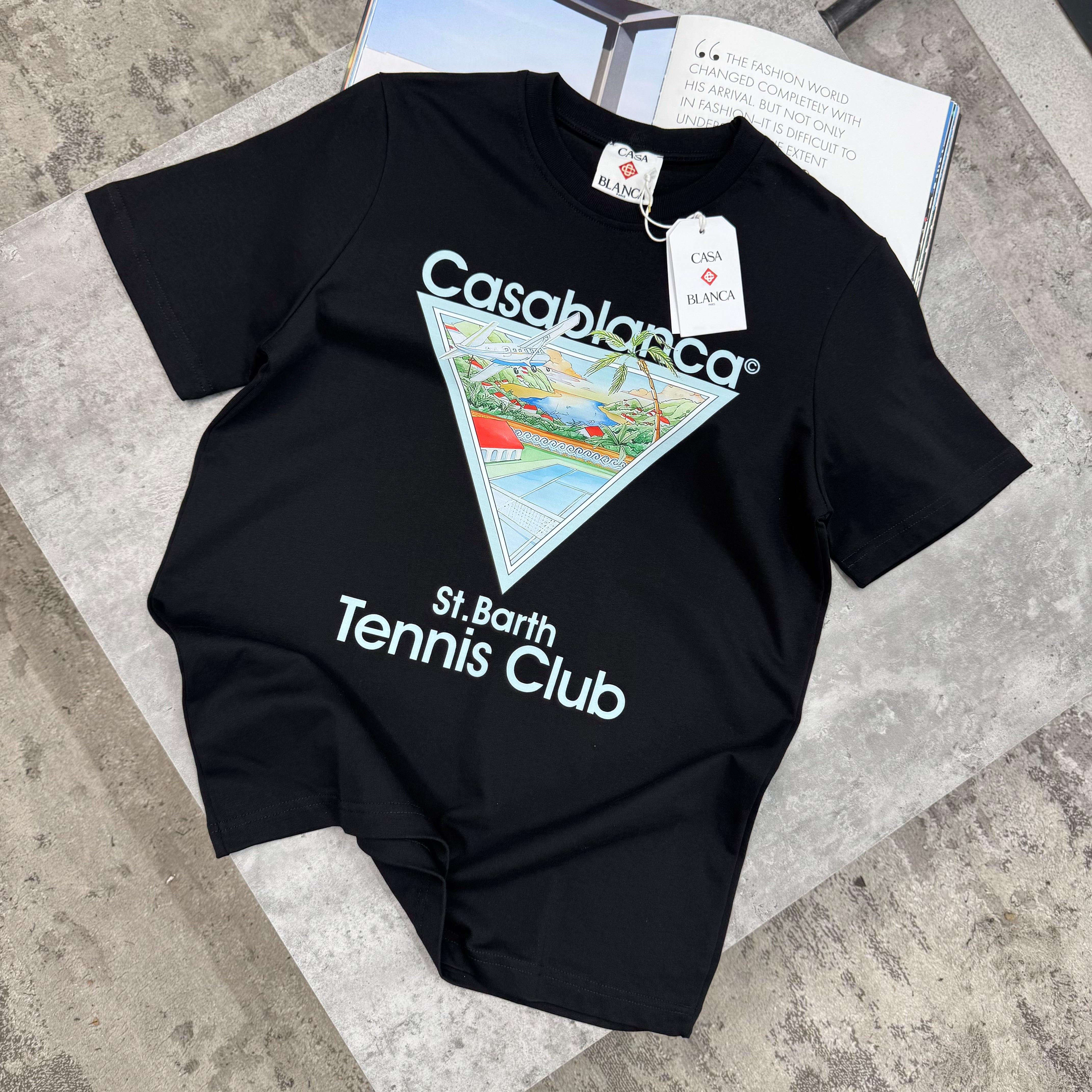 CASA - TENNIS CLUB ST BARTHS T-SHIRT - BLACK