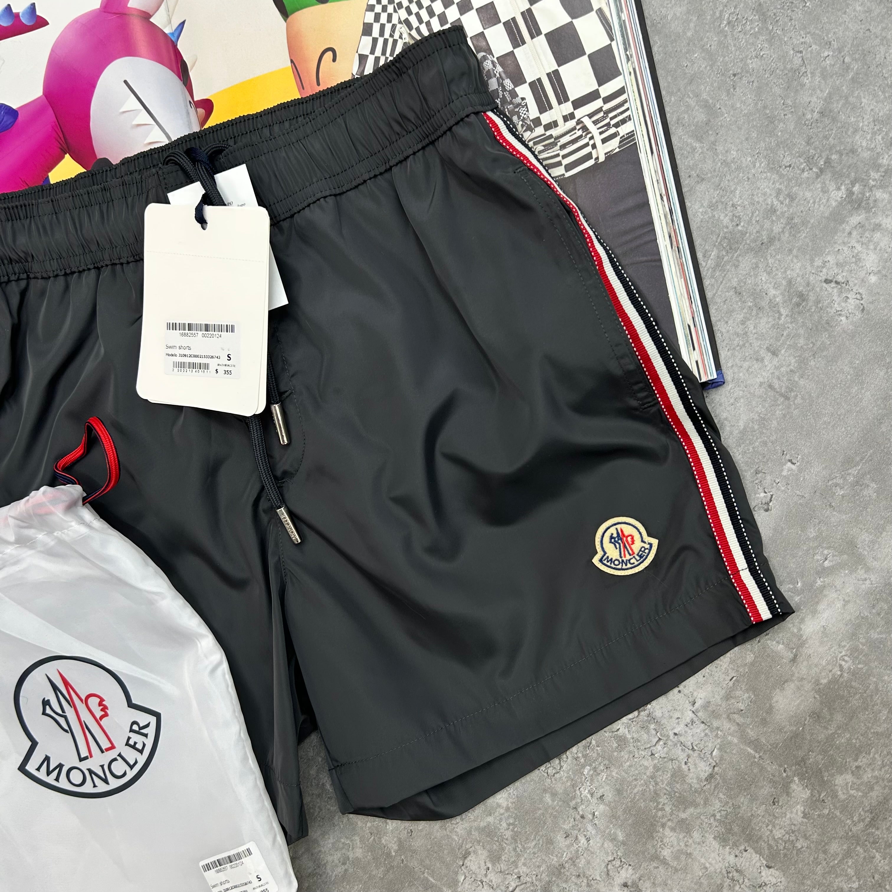 MNCLR - STRIPE BAGGED SWIMS - ANTHRACITE