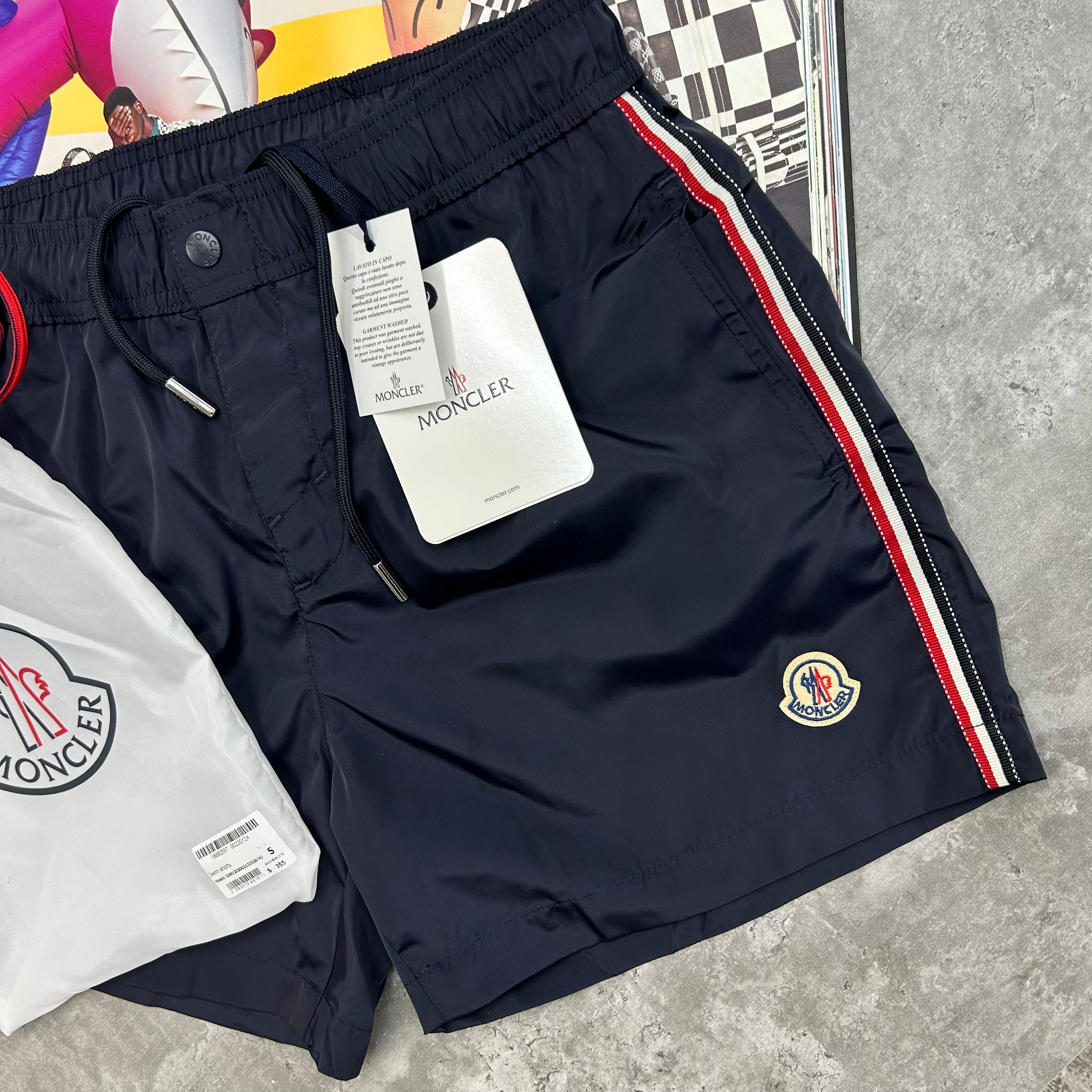 MNCLR - STRIPE BAGGED SWIMS - NAVY