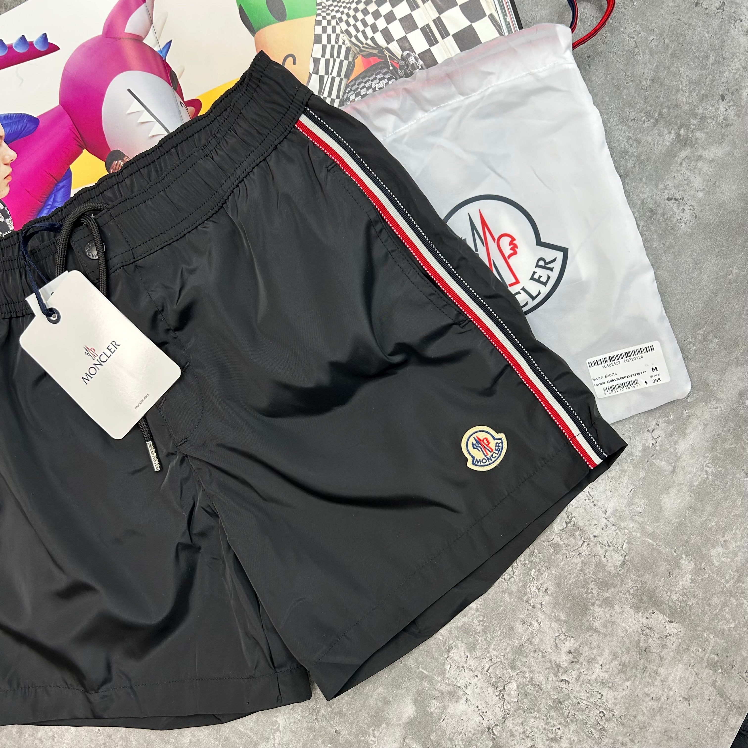 MNCLR - STRIPE BAGGED SWIMS - BLACK
