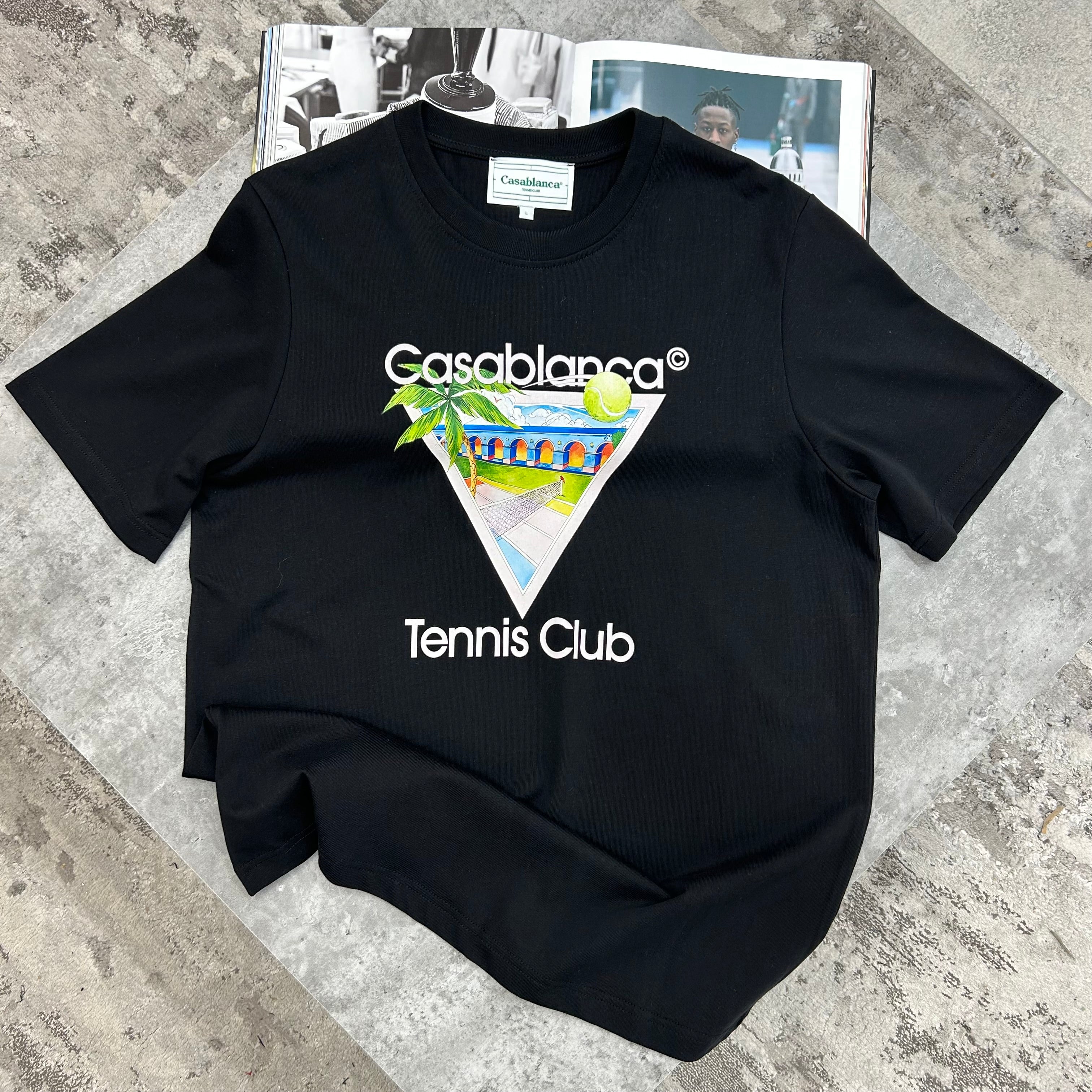 CASA - TENNIS CLUB T-SHIRT - BLACK/PINK