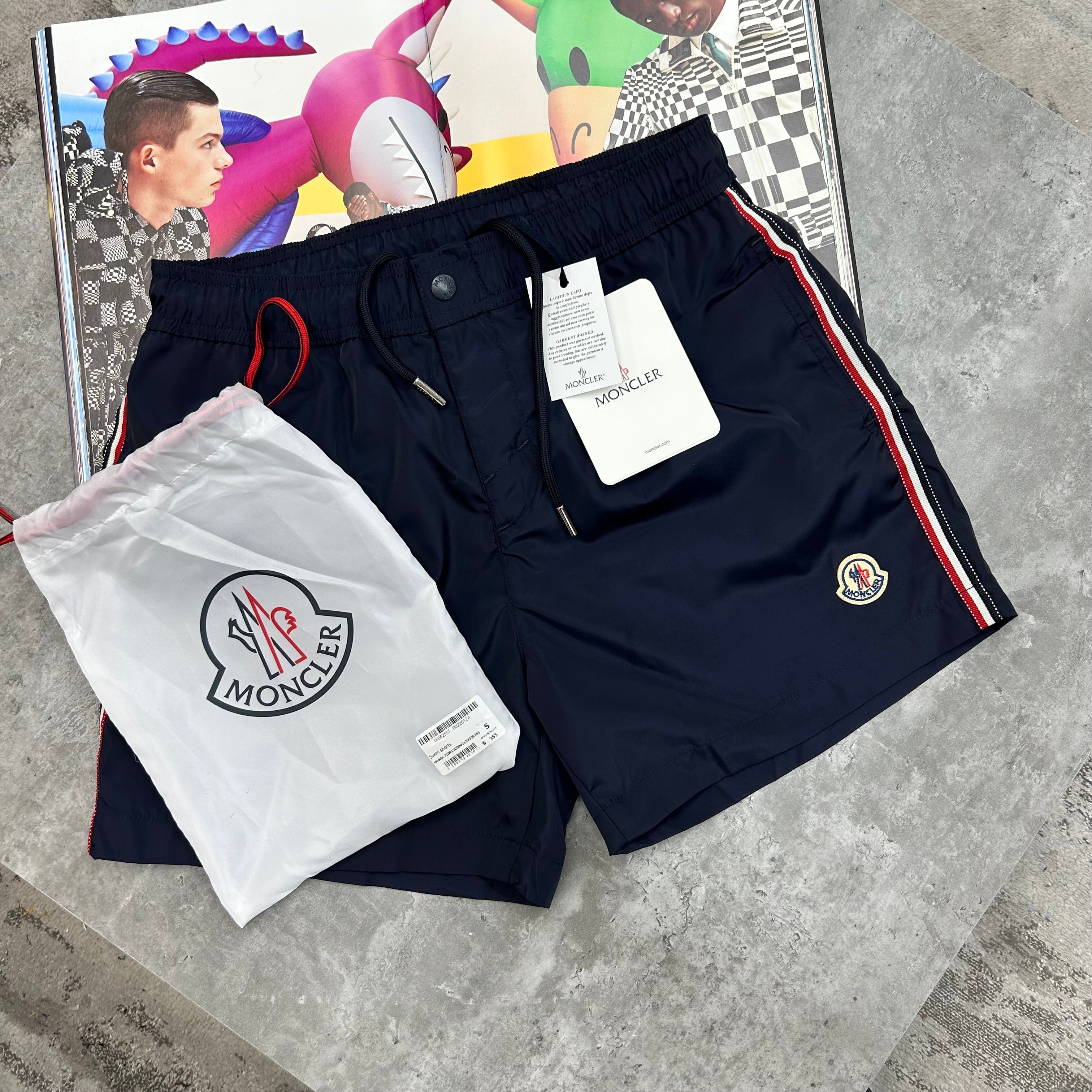MNCLR - STRIPE BAGGED SWIMS - NAVY