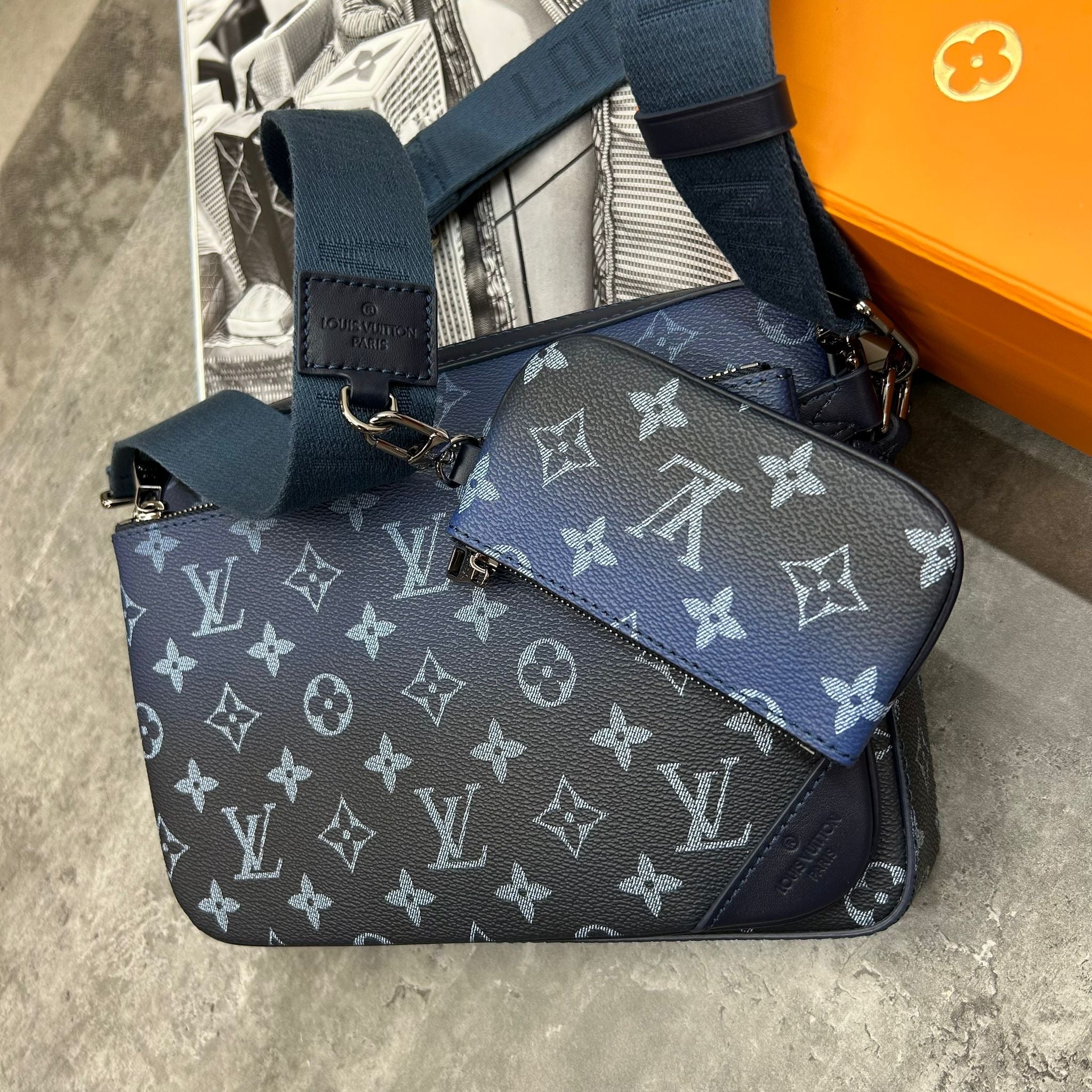 LVE- DENIM TRIO BAG - BLUE